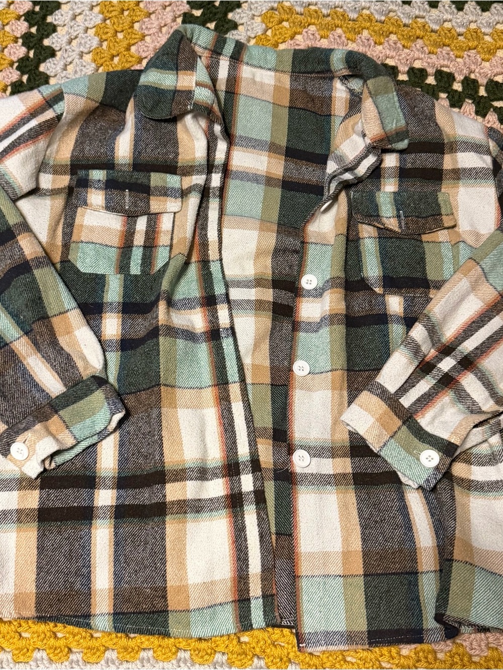 Mint & Tan Plaid Button-Up Shacket